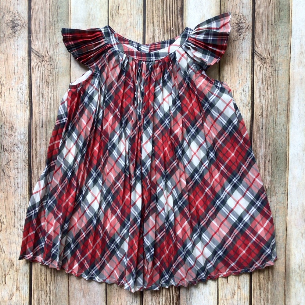 Gap Christmas Plaid Pleated Dress